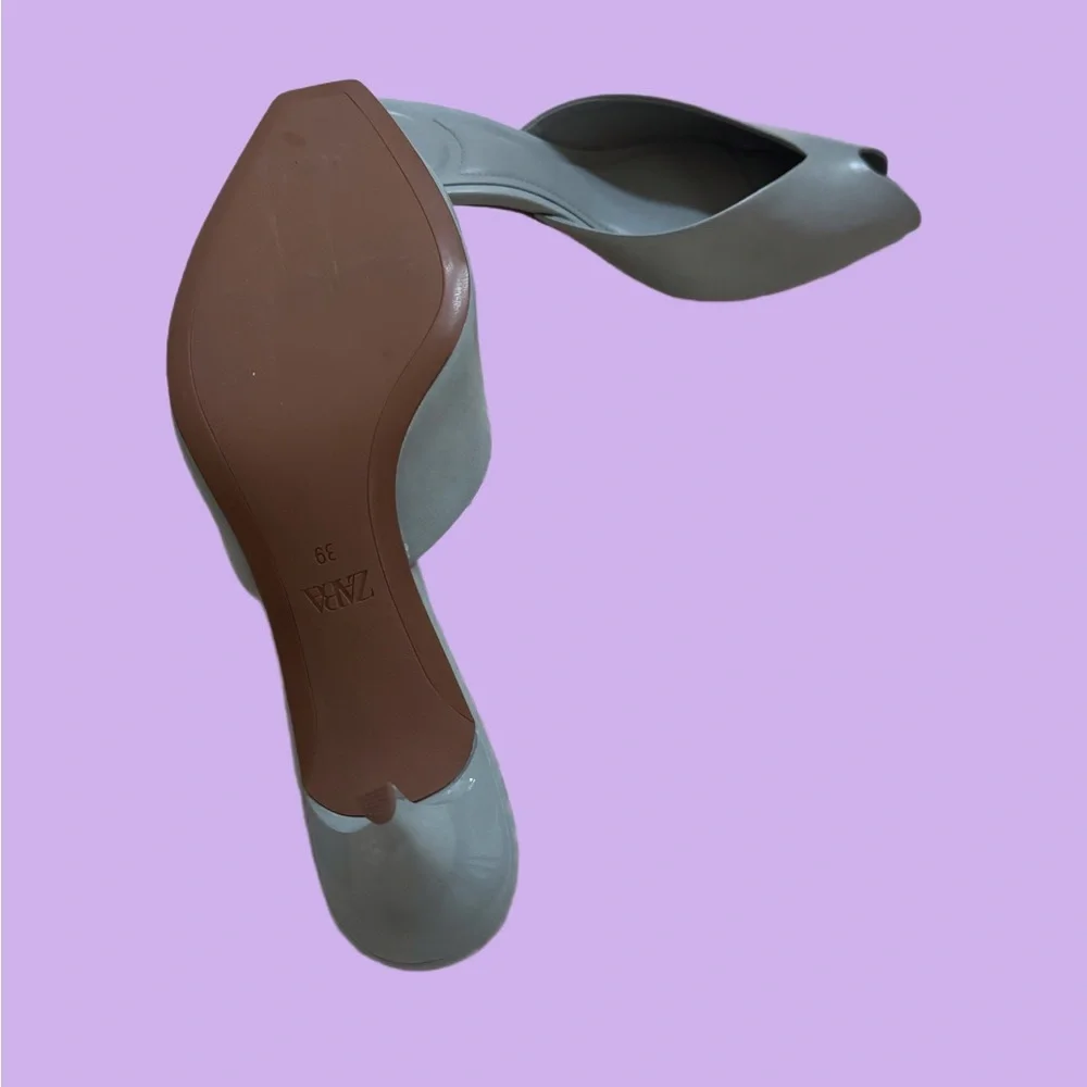 ๐ Zara - Pale Blue Peep Toe Heels - size 39 - Picture 6 of 6